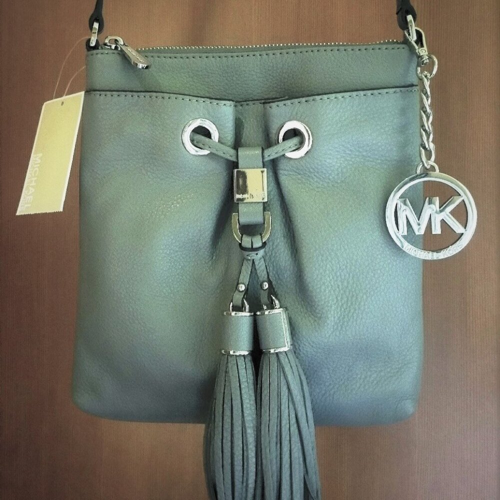 NWT Michael Kors Gray Leather Crossbody Bag